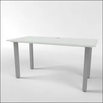 Einfacher Schreibtisch in Grau.