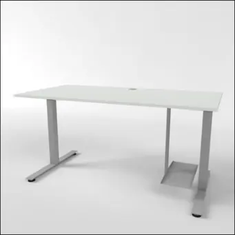 Schreibtisch mit Gestell in Grau.